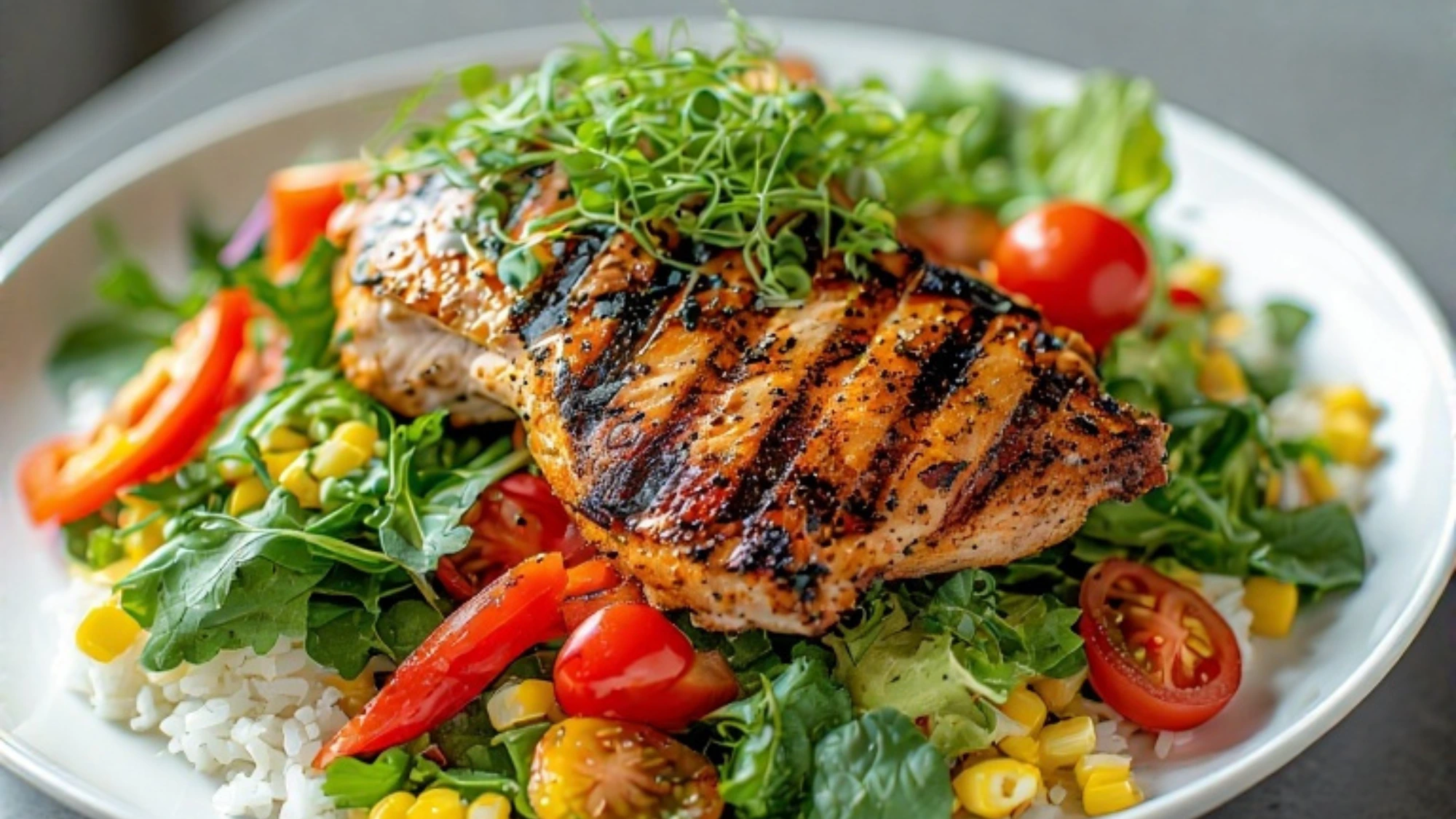 Calories in 1 lb of chicken breast grilled on a plate with herbs