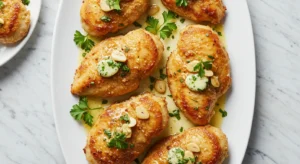 chicken christopher morton's recipe plated with garlic butter sauce