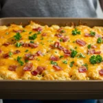 Crack Chicken recipe with creamy ranch topping and crispy bacon