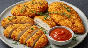 Crispy Air Fryer Parmesan Crusted Chicken golden brown