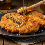 Crispy Baked Hot Honey Chicken served on a plate with fresh thyme