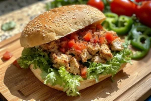 Easy Chicken Bacon Ranch Subs fresh out of the oven, sliced and ready to serve