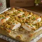 Coconut milk and boneless chicken breasts in stove top stuffing bake
