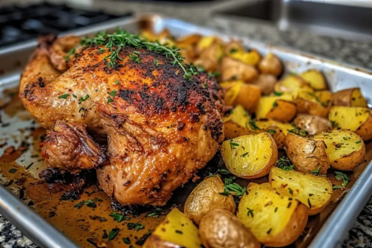 Easy sheet pan chicken and potatoes dinner