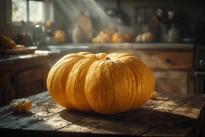 fresh buttercup squash on a rustic wooden table
