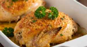 Garlic Parmesan Baked Chicken cooked to golden perfection