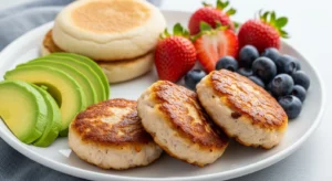 Homemade Chicken Breakfast Sausage Patties cooking in a skillet