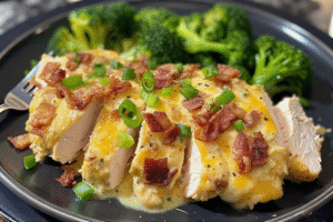 Million Dollar Baked Chicken Breast plated and ready to serve