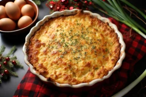 Hearty breakfast casserole with tater tots and sausage