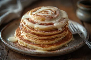 Delicious Cinnamon Roll Pancakes with Cream Cheese Glaze