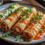 Crispy Jalapeño Popper Chicken Taquitos served hot and golden brown