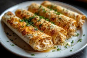 Crispy Cheesy Chicken Garlic Wraps with golden crust and melted cheese