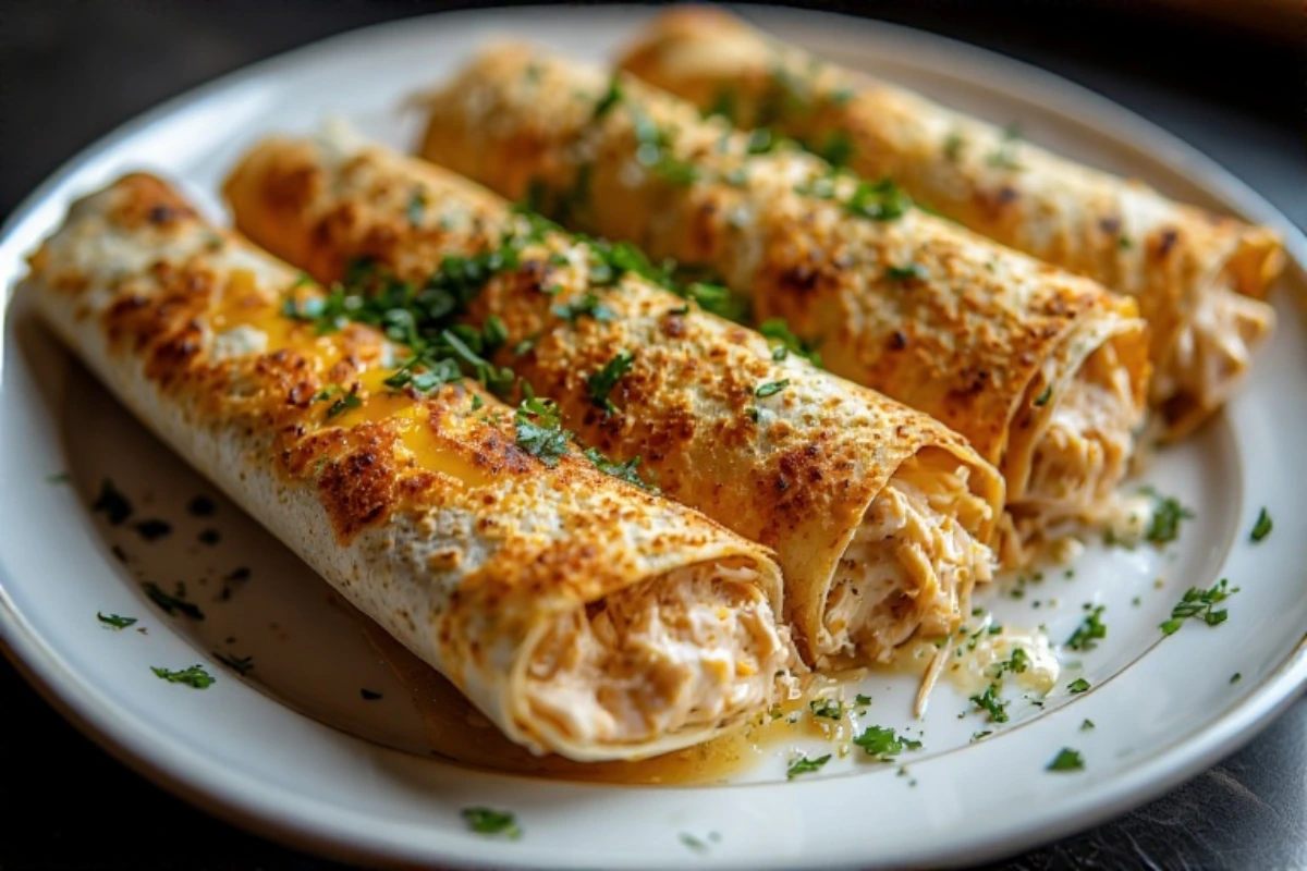 Crispy Cheesy Chicken Garlic Wraps with golden crust and melted cheese