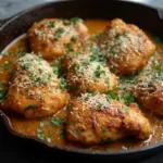 Grilled Blackstone Garlic Parmesan Chicken on a sizzling flat top