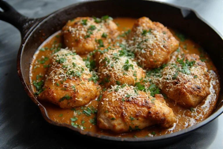 Grilled Blackstone Garlic Parmesan Chicken on a sizzling flat top