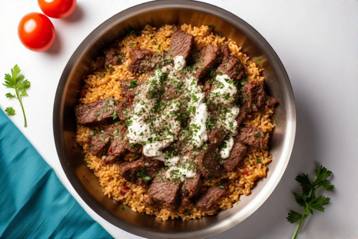 Creamy Queso Steak and Rice Bowl