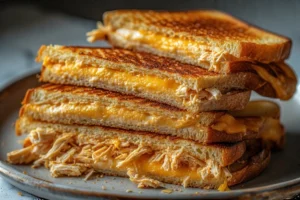Buffalo Chicken Grilled Cheese sandwich with melted cheese and crispy bread