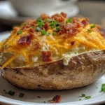 Hearty Breakfast Twice Baked Potatoes on a rustic plate