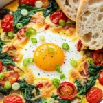 Baked Feta Eggs with Spinach and Tomatoes