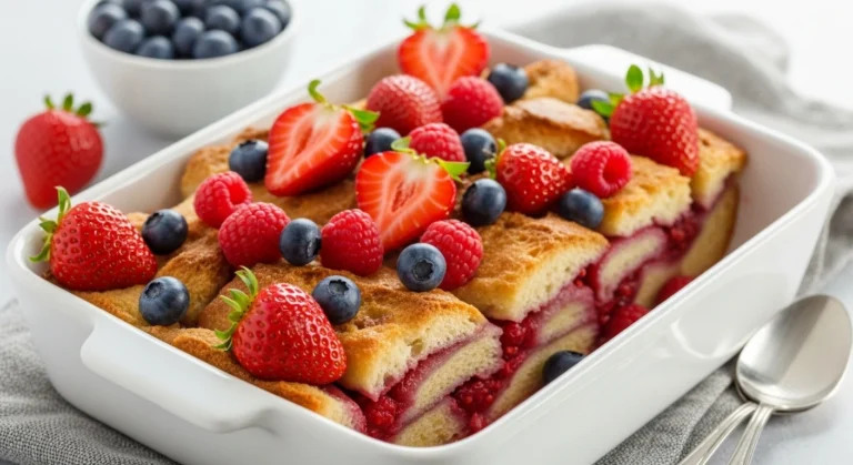 Overnight Breakfast Casserole with fresh berries