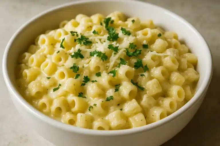 Creamy ditalini pasta recipe with parsley and parmesan