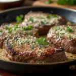 Garlic Parmesan Beef Chops with Creamy Herb Sauce Recipe