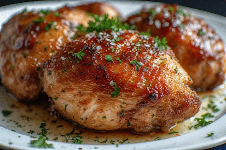 juicy sous vide chicken thighs with glaze and crispy skin