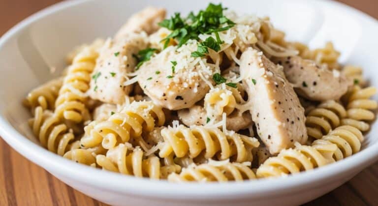 Creamy Garlic Parmesan Chicken with Cheesy Rotini Pasta