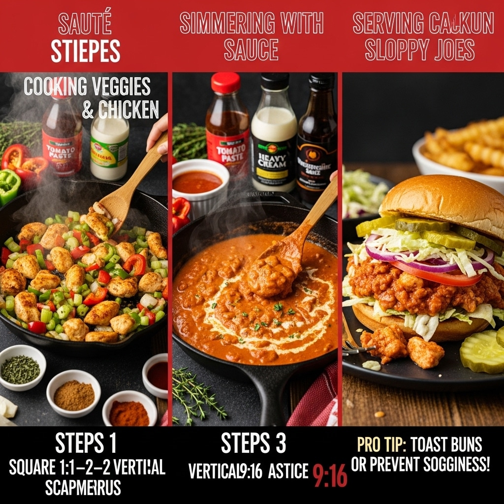 Spicy Cajun Chicken Sloppy Joes served