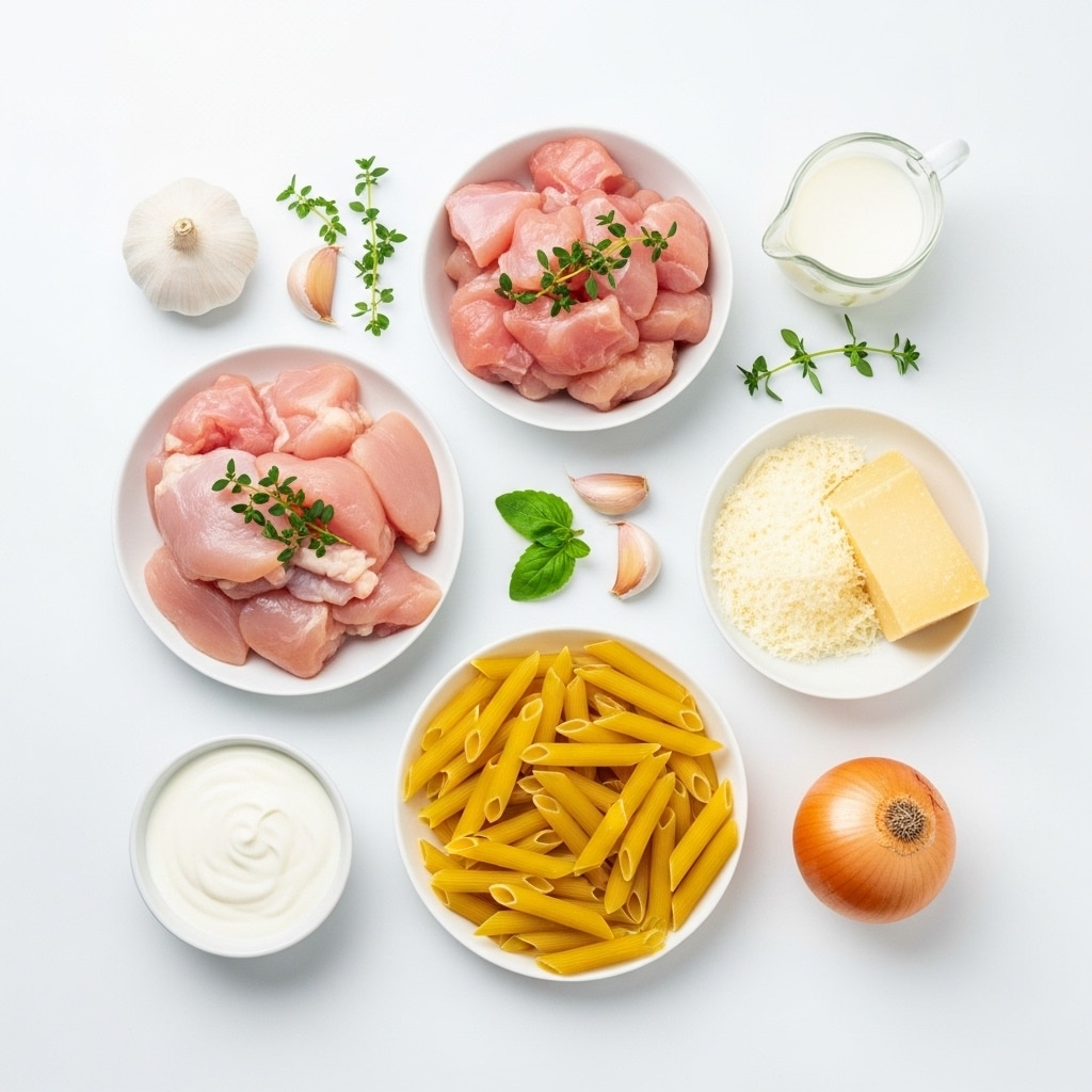 Creamy Garlic Chicken Pasta ingredients
