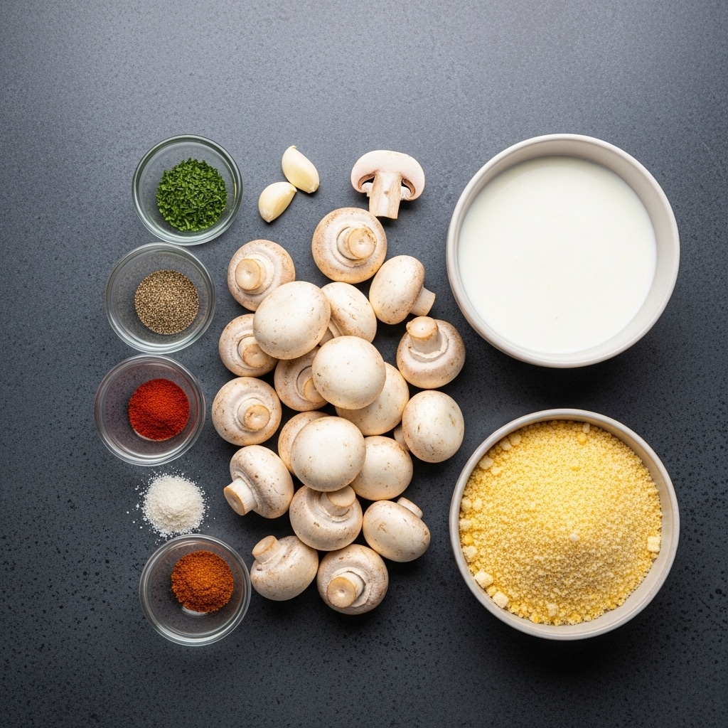 Fried mushroom recipe ingredients on display