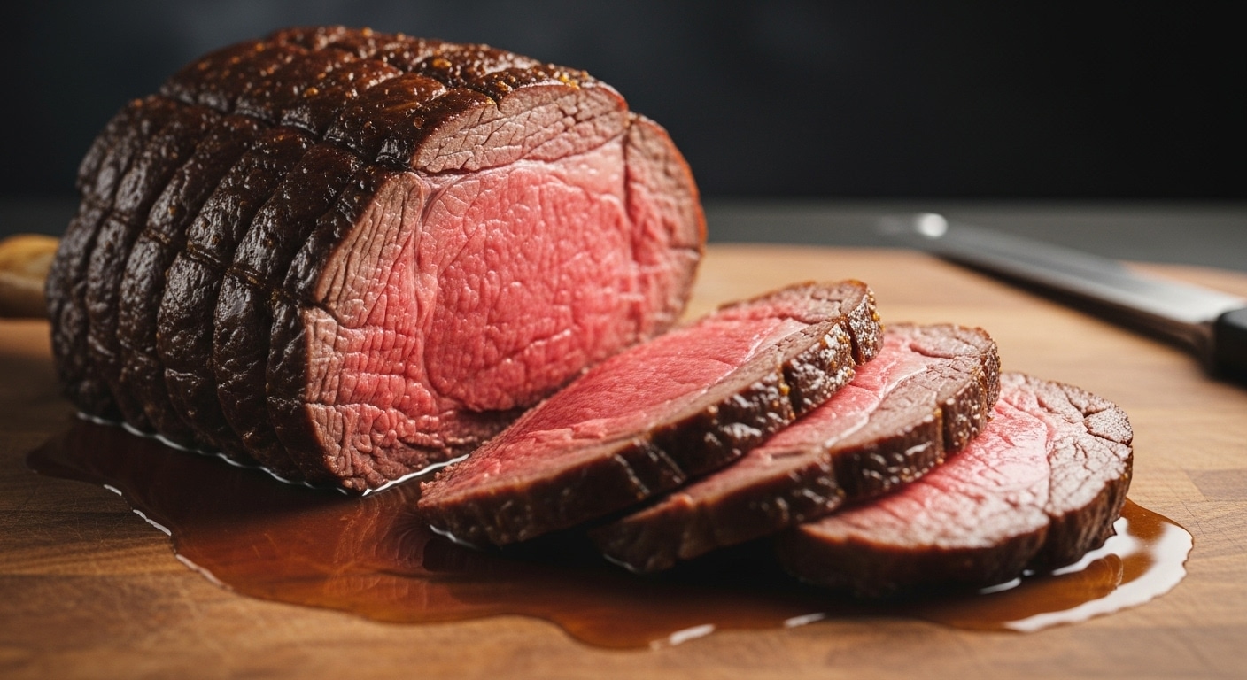 Medium-rare sous vide prime rib with au jus