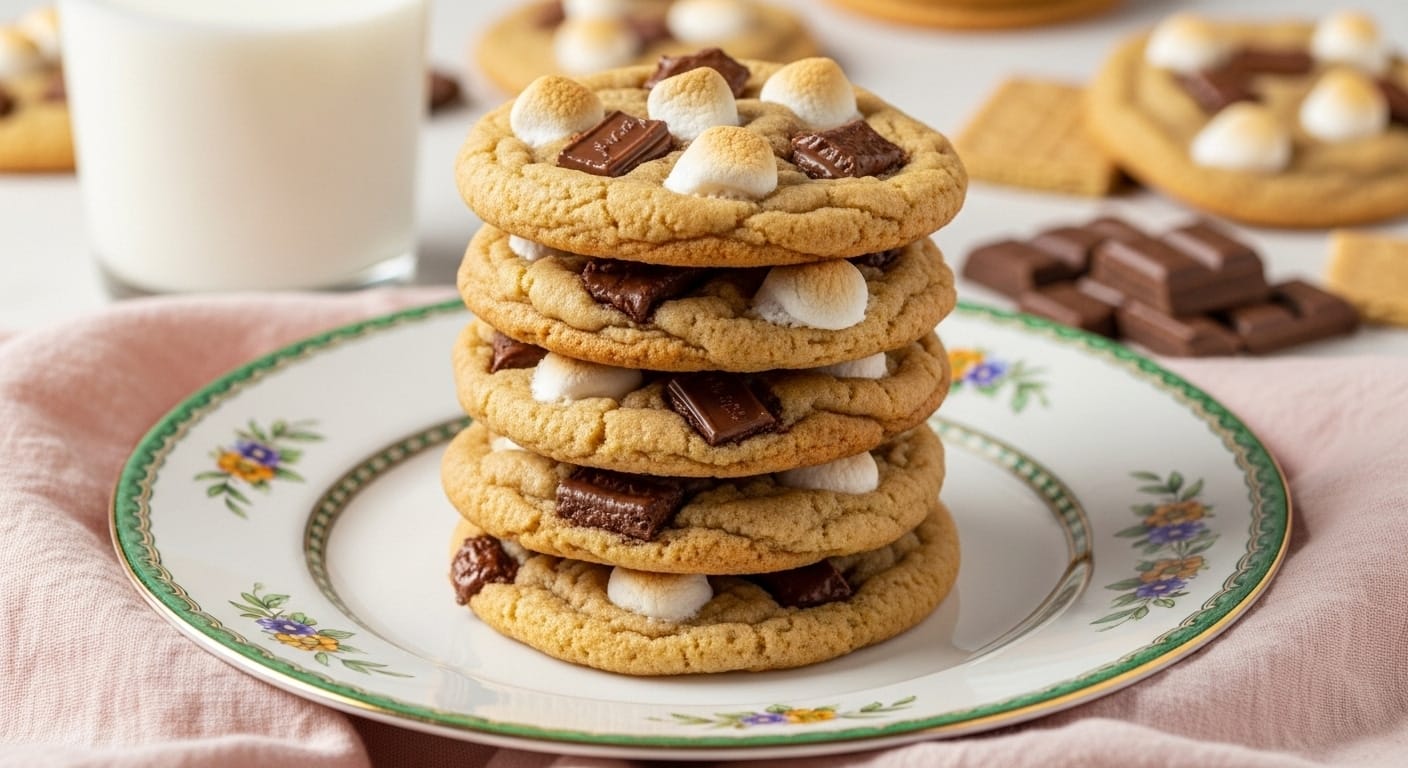gooey homemade s’mores cookies cooling on a rack