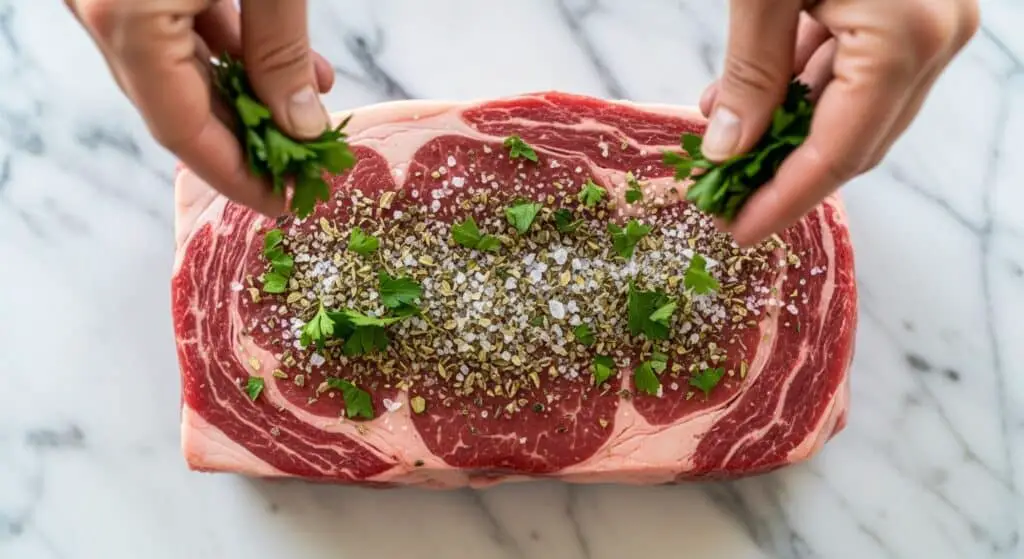 Seasoning prime rib before sous vide