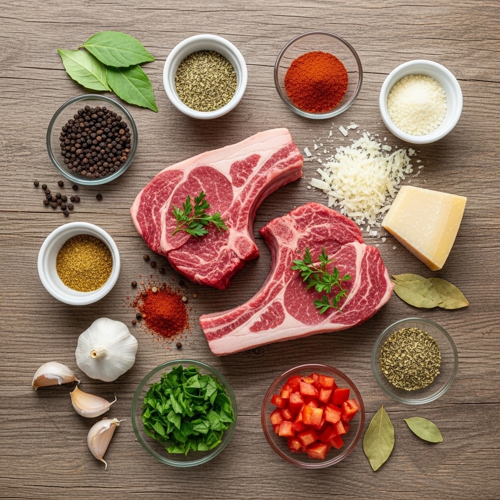 Parmesan Beef Chops ingredients display
