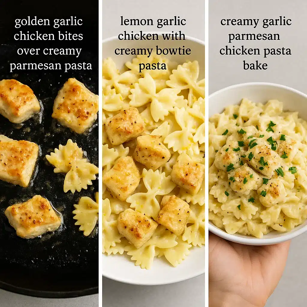 Creamy Garlic Chicken Pasta served