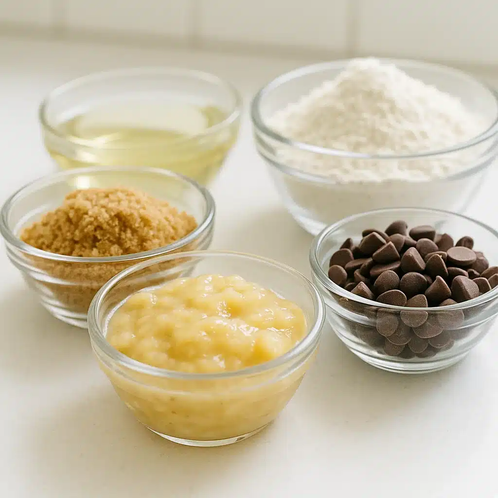 banana cookie ingredients in glass bowls