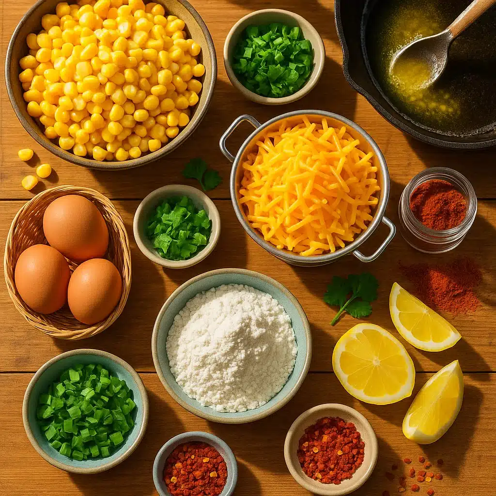 Cheesy corn fritters ingredients