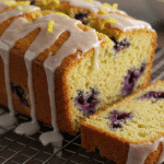 Moist lemon blueberry bread with glaze
