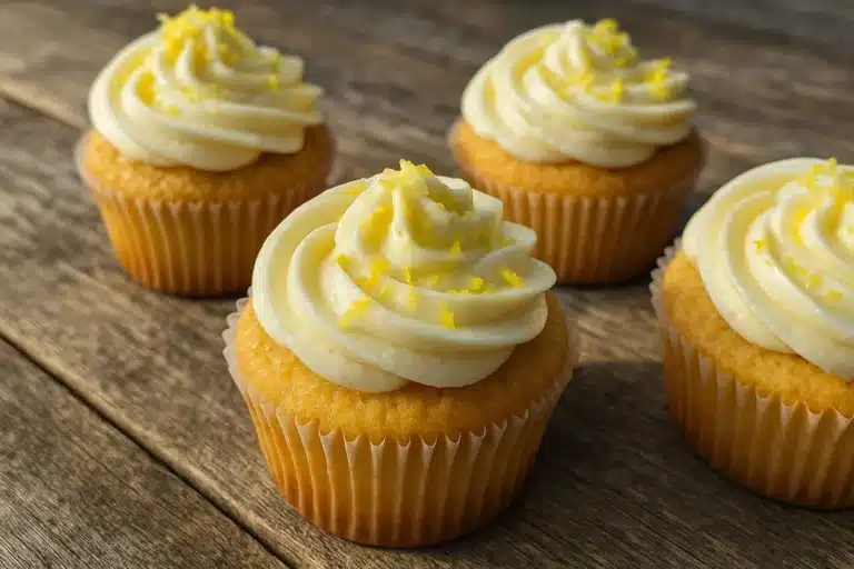 Moist lemon cupcakes with lemon cream cheese frosting