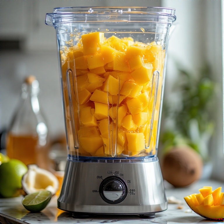 mango popsicle ingredients in blender