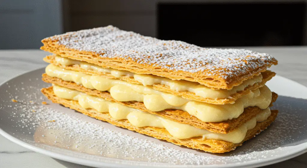 Millefoglie recipe with crisp puff pastry and custard cream