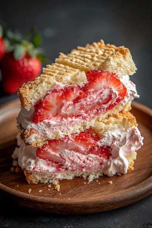 strawberry shortcake ice cream sandwich layers