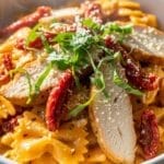 Creamy marry me chicken pasta in a bowl