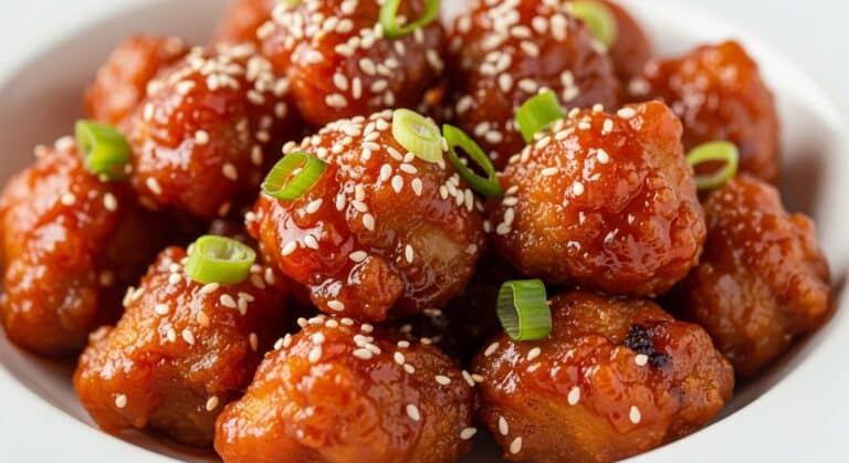 Hot orange chicken Panda Express homemade recipe in a bowl.