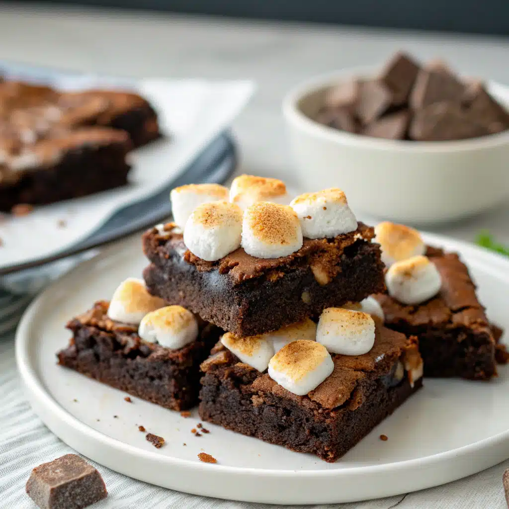 Serving brownies with marshmallows