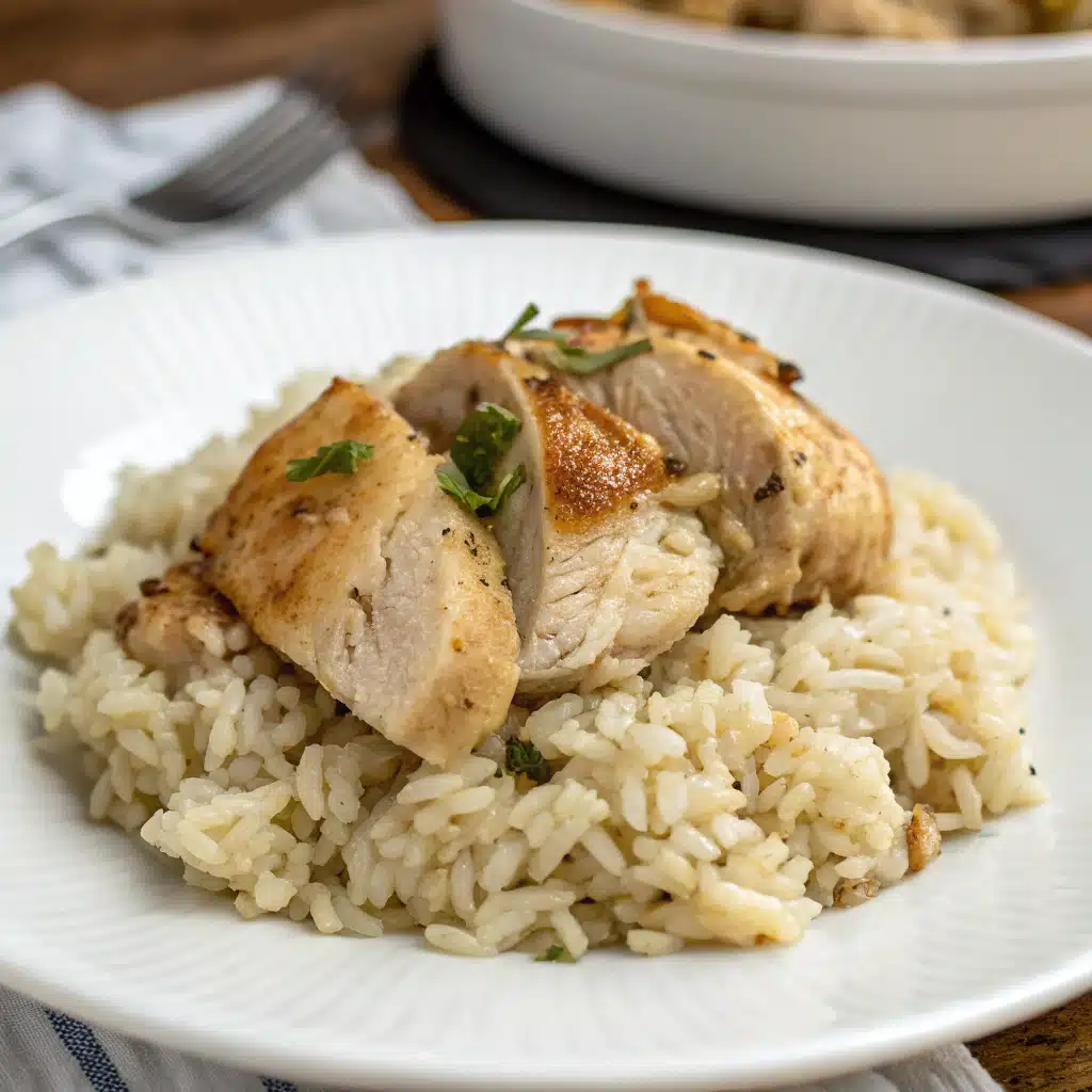 Crockpot chicken and rice serving