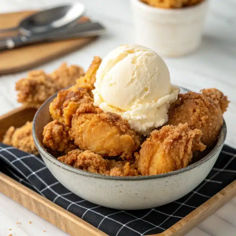 fried chicken ice cream Serving
