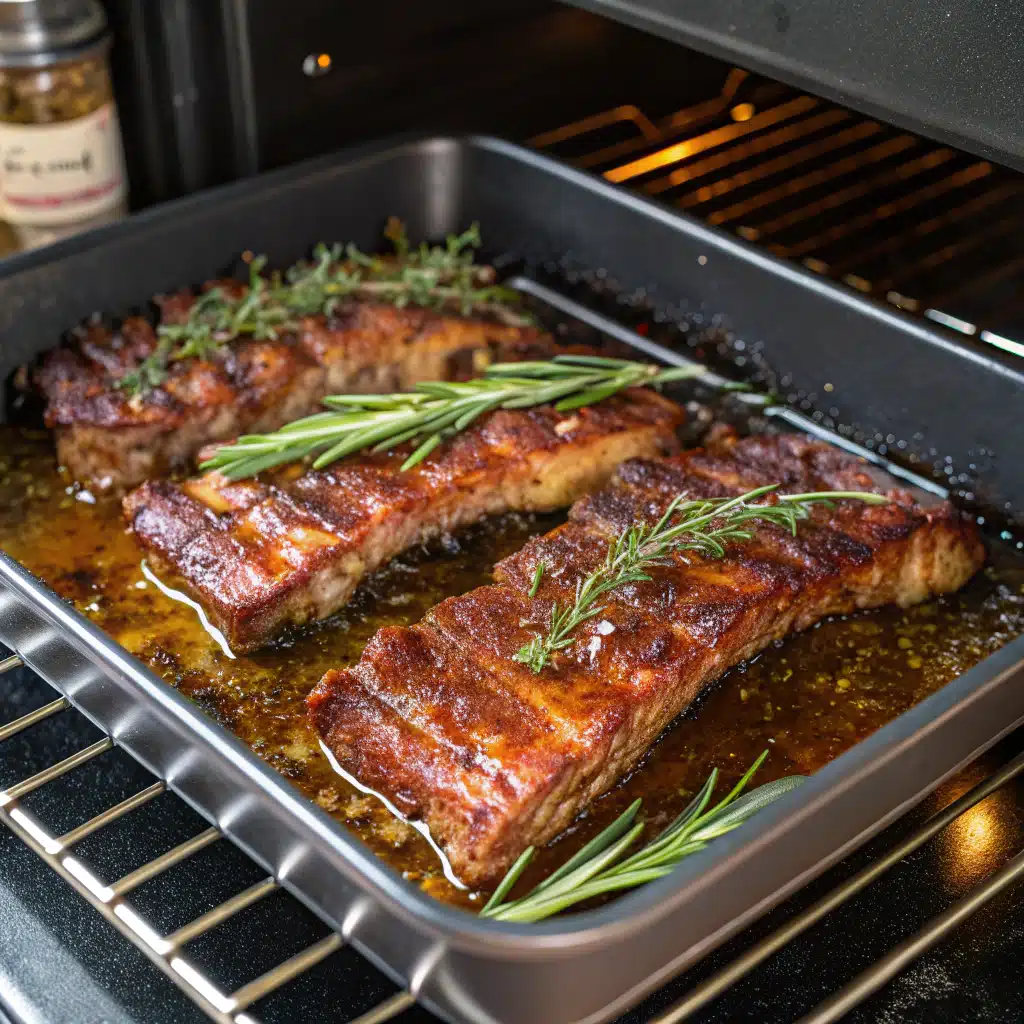 Serving ribs in the oven