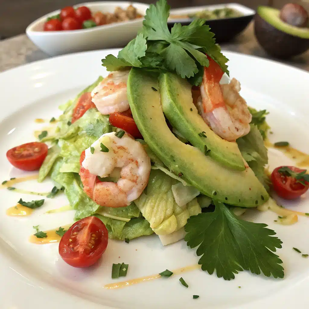 Avocado shrimp salad serving